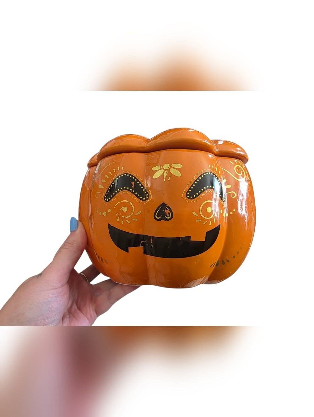 NEW Orange Decorative Pumpkin Candy Bowl